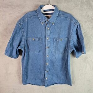 C.E. Schmidt Workwear Mens Medium Blue Denim Short Sleeve Button Down Shirt Med